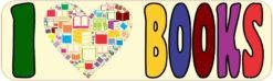 10in x 3in I Love Books Bumper Stickers Librarian Decals Car Sticker Decal