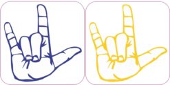 X2 2.5inx2.5in Sign Language I Love You Bumper Sticker Decal Vinyl Stickers Decals