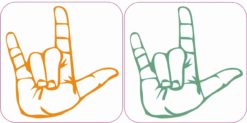 X2 2.5inx2.5in I Love You Sign Language Bumper Stickers Decal Vinyl Sticker Decals