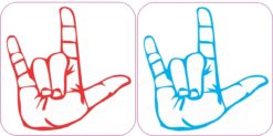 X2 2.5inx2.5in I Love You Sign Language Bumper Sticker Decal Vinyl Stickers Decals