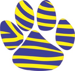 5inx4.5in Blue Yellow Paw Print Bumper Sticker Decal Car Window