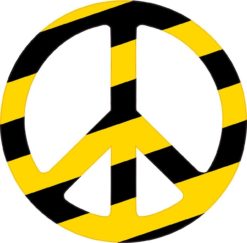 5inx 5in Caution Peace Symbol Bumper Sticker Decal Vinyl Window Stickers Decals