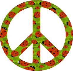5inx 5in Ladybug Peace Symbol Poka Bumper Sticker Decal Vinyl Window Stickers Decals