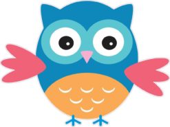 5inx4in Blue and Orange Owl Owls Bumper Stickers Vinyl Decals Wi