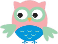 4inx4.5in Pink And Blue Owl Owls Bumper Sticker Decal Vinyl Stic