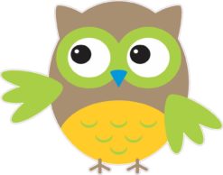 4inx4.5in Green and Yellow Owl Owls Bumper Sticker Decal Vinyl S