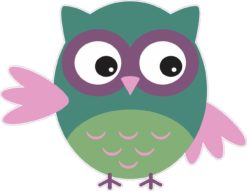 4inx5in Green And Pink Owl Owls Bumper Sticker Decal Vinyl Stick