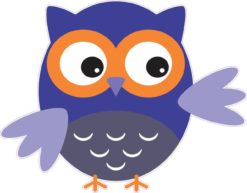 4inx5in Purple And Orange Owl Bumper Sticker Decal Vinyl Sticker