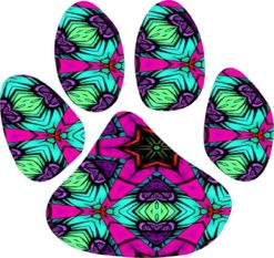 4.5in x 5in Multi Color Animal Paw Print Window Sticker Decal St