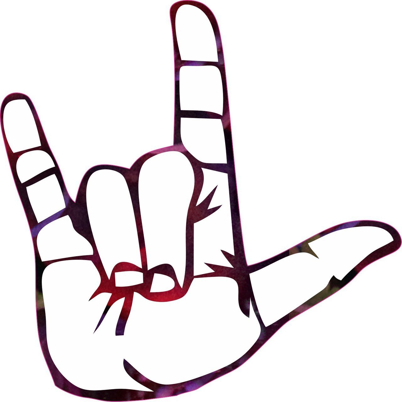 5inx5in Red And Black Sign Language I Love You Sign Bumper Sticker Decal Car Window Stickers Vinyl Decals