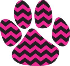 5in x 4.5in Pink and Black Chevron Paw Print Animals Bumper Sticker Vinyl Window Decal