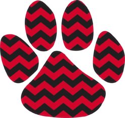 5in x 4.5in Red and Black Chevron Paw Print Animals Bumper Sticker Vinyl Window Decal