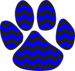 5in x 4.5in Blue and Black Chevron Paw Print Animals Bumper Sticker Vinyl Window Decal