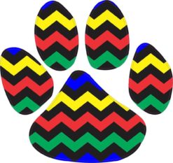 5in x 4.5in Rainbow Chevron Paw Print Animals Bumper Sticker Vinyl Window Decal