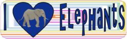 10in x 3in I Heart Elephants Love Blue Animals Bumper Sticker Vinyl Window Decal
