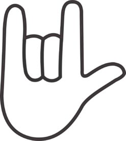 4in x 4.5in Black and White I Love You Hand Language ASL ILY Sticker Vinyl Window Decal