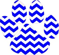 5in x 4.5in Blue White Chevron Paw Print Wildcat Tiger Lion Cougar Bumper Sticker Vinyl Window Decal