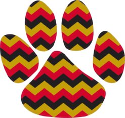 5in x 4.5in Gold Black Red Chevron Paw Print Wildcat Tiger Lion Cougar Deca Bumper Sticker Vinyl Window Decal