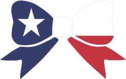8in x 5in Die Cut Bow with Texas State Flag Bumper Sticker Vinyl