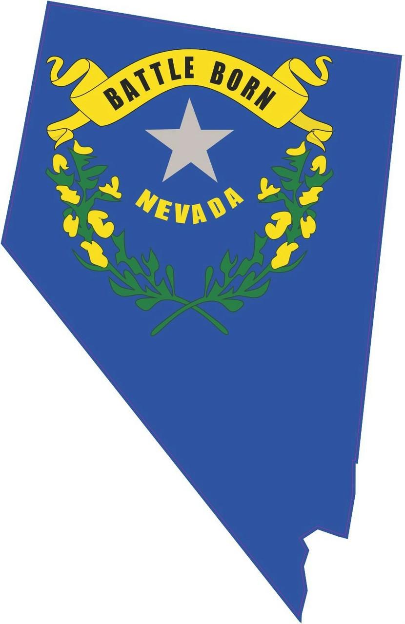5in x 3in Die Cut Nevada Shape State Flag Bumper Sticker Decal Stickers Decals