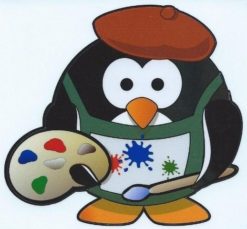 4in x 3.75in Artist Painter Penguin Bumper Sticker Decal Car Window Stickers Decals