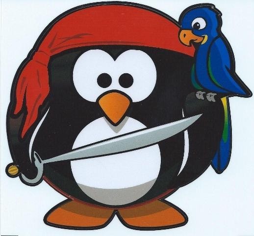 5in x 4.5in Pirate Buccaneer Penguin Bumper Sticker Decal Window Stickers Decals