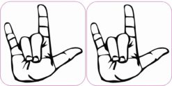 2x 2.5in x 2.5in I Love You Sign Language ASL Decal Sticker Window Decals Stickers