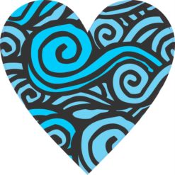 4in x4in Blue Swirl Wave Heart Gas Cap Bumper Sticker Decal Window Stickers Decals