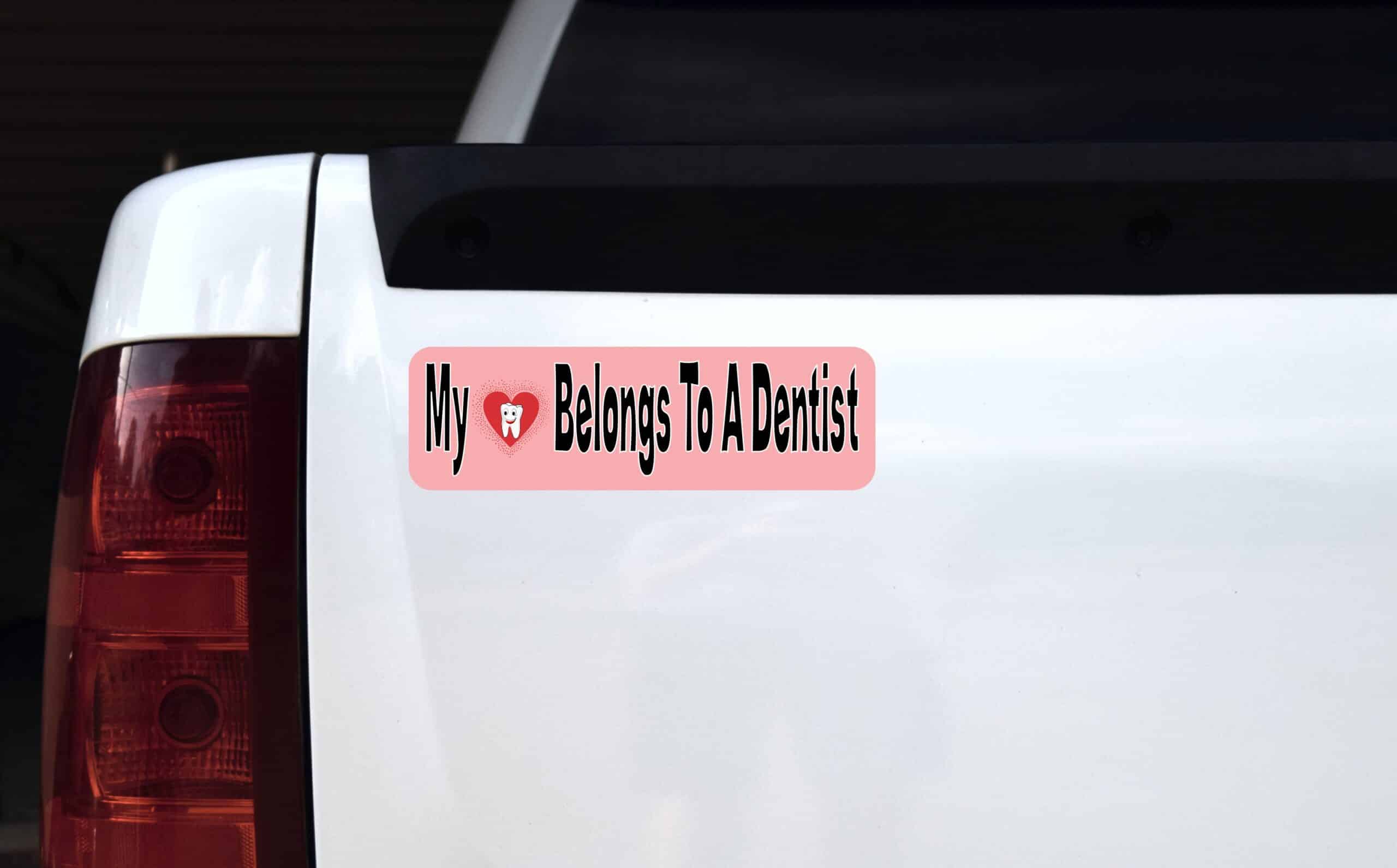 10in x 3in My Heart Belongs to a Dentist Vinyl Bumper Stickers Decals Window Sticker Decal