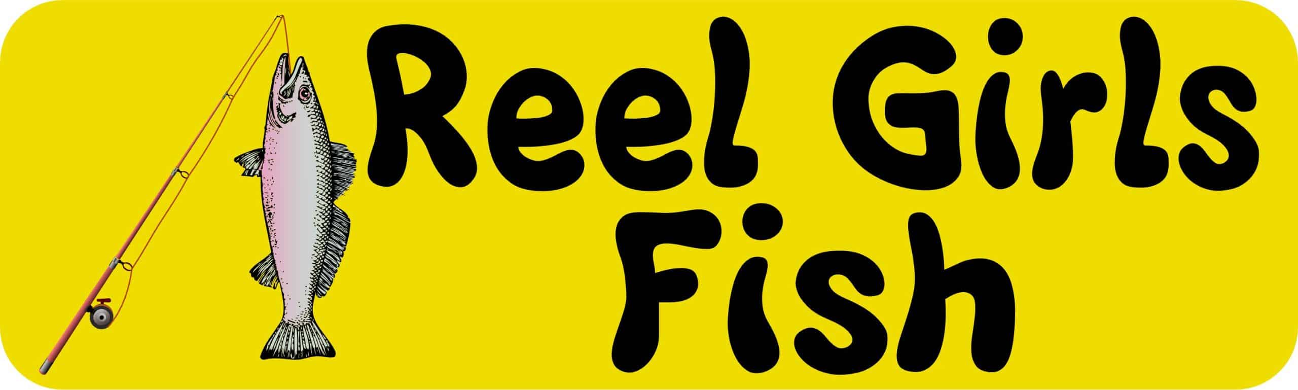 10in x 3in Rod n Reel Girls Fish Vinyl Bumper magnet magnetic magnets