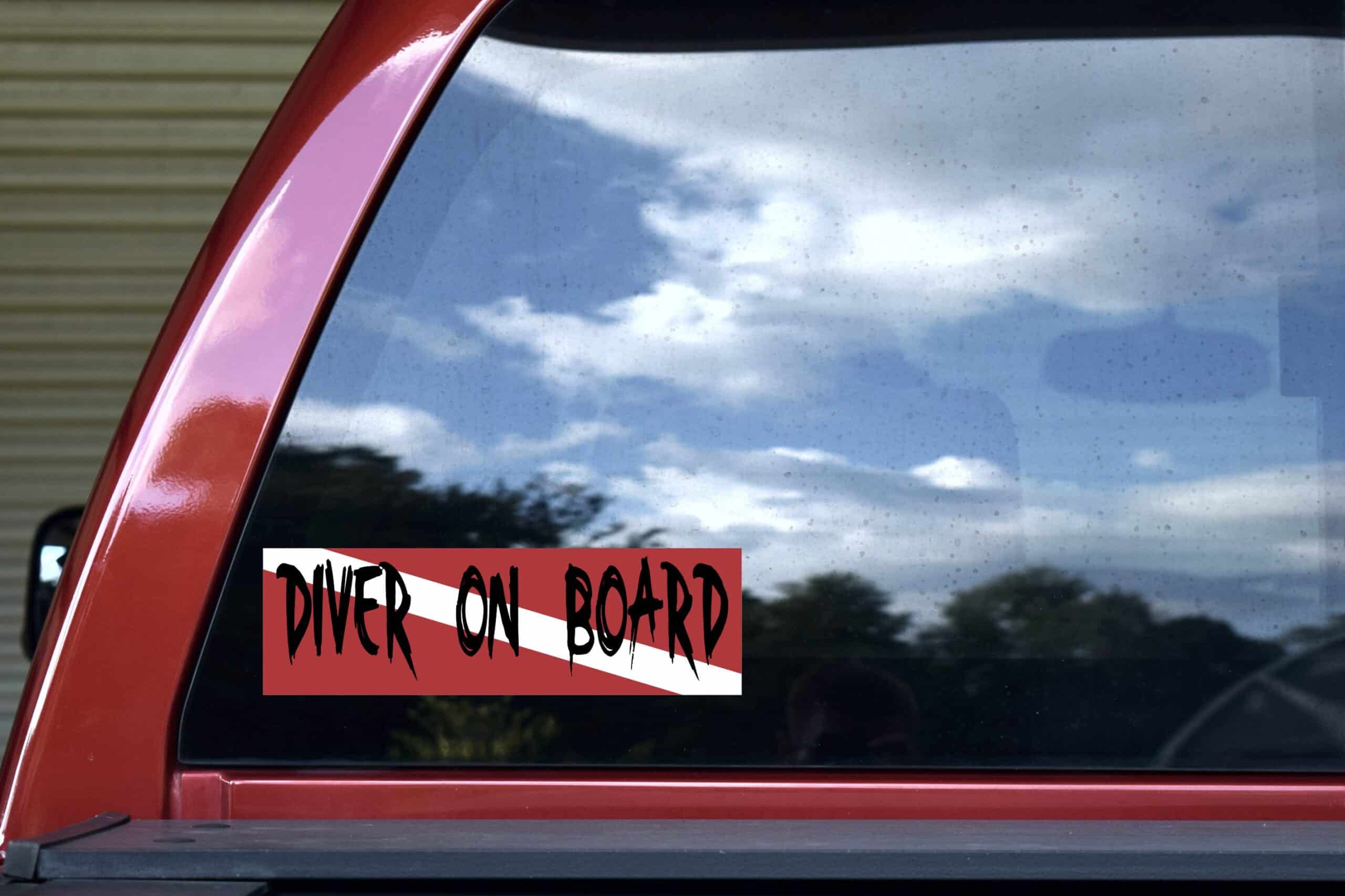 10in x 3in Diver on Board Vinyl Bumper Sticker Decal Car Window
