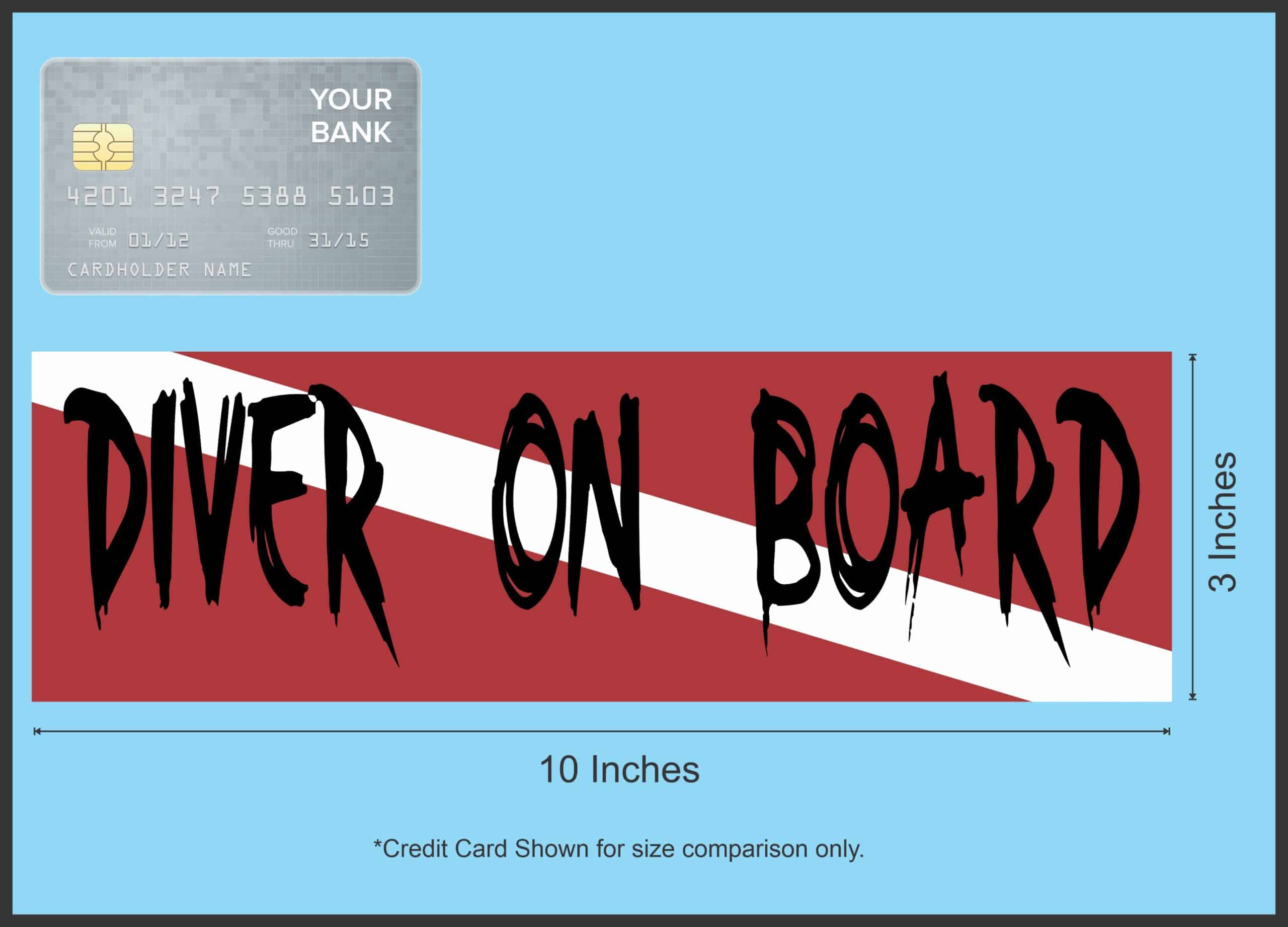 10in x 3in Diver on Board Vinyl Bumper magnet Car magnetic mag