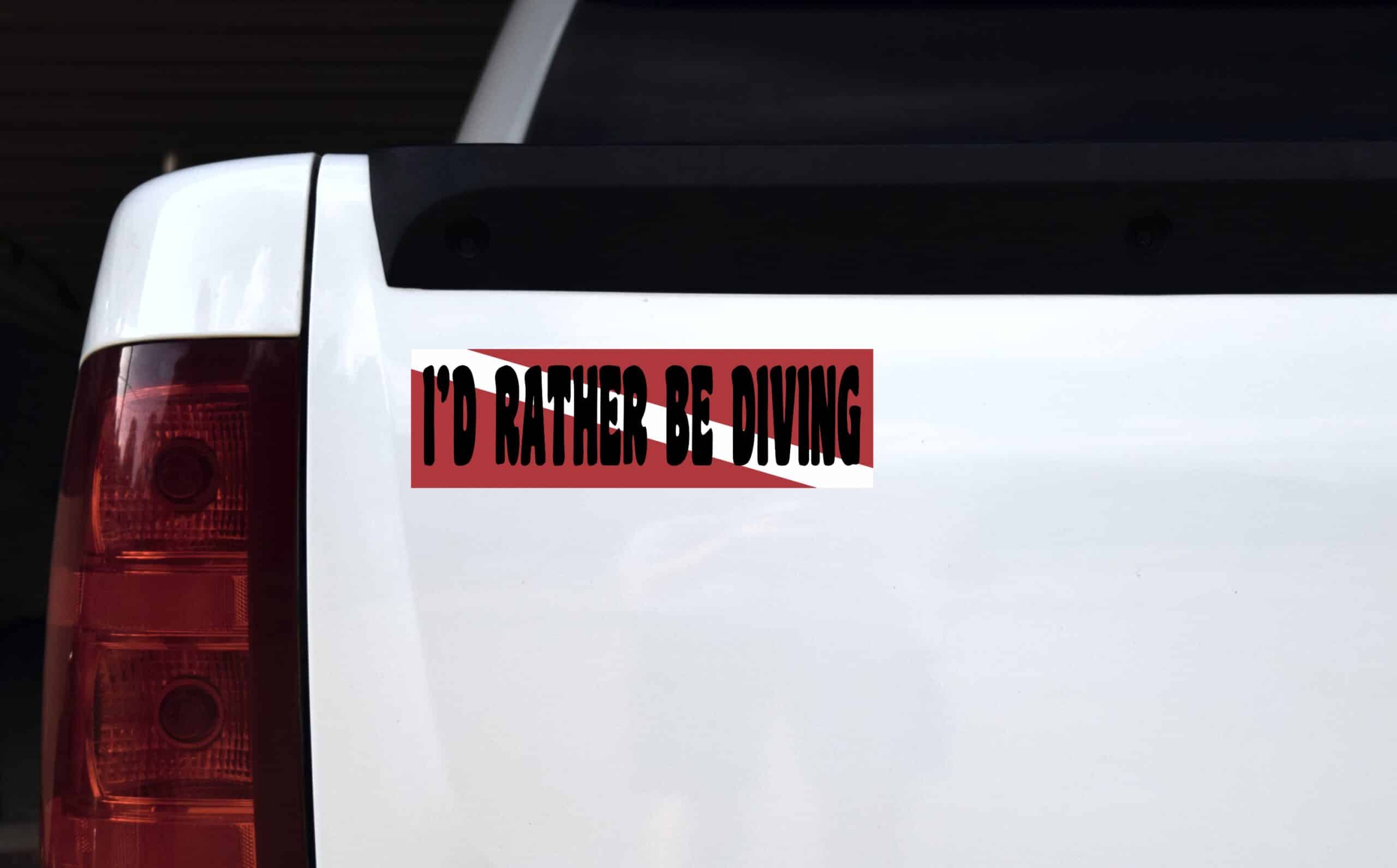 10in x 3in Id Rather Be Diving Vinyl Bumper Sticker Decal Car Wi