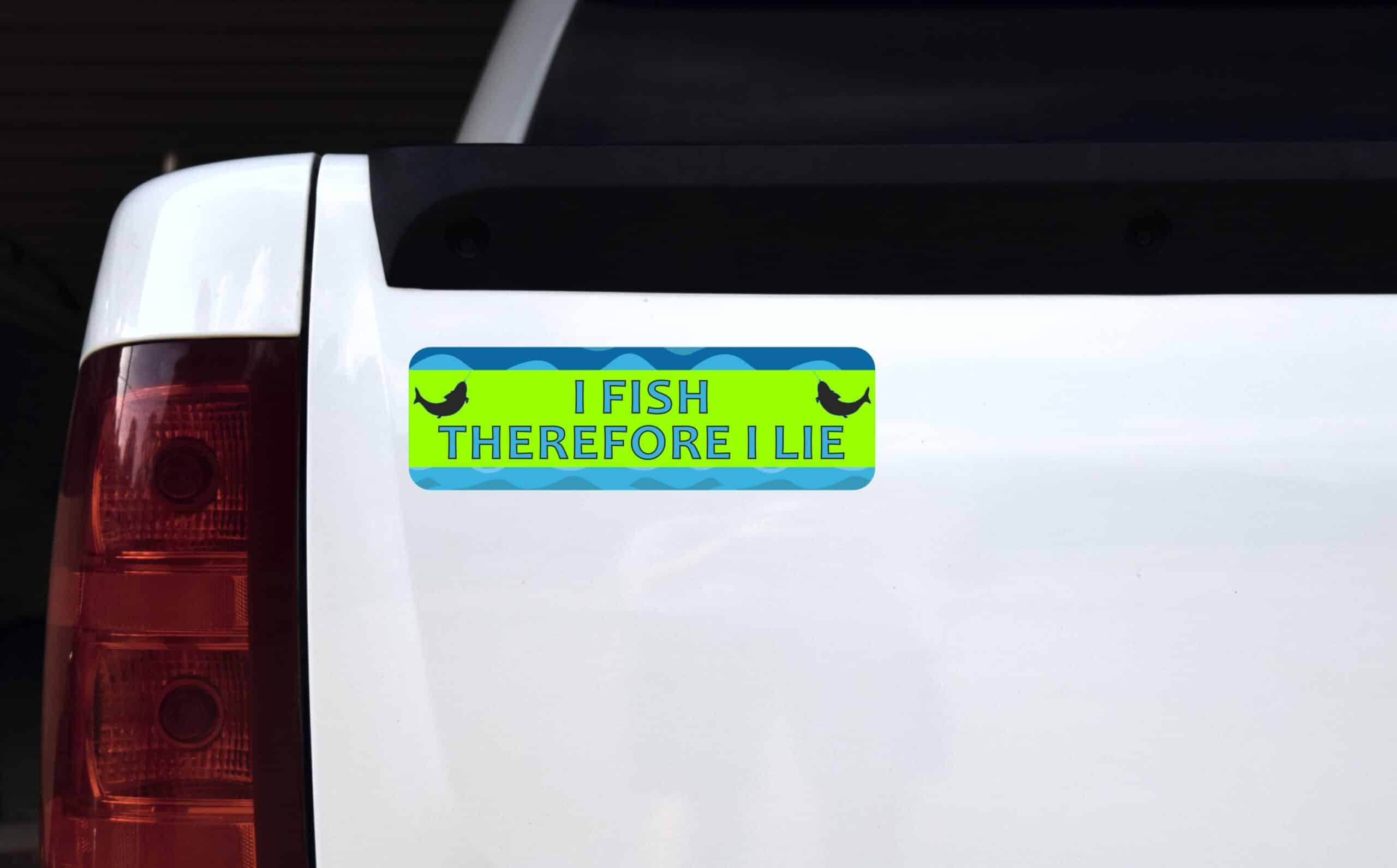 10in x 3in I Fish Therefore I Lie Bumper Sticker Vinyl Decal Window Stickers Decals