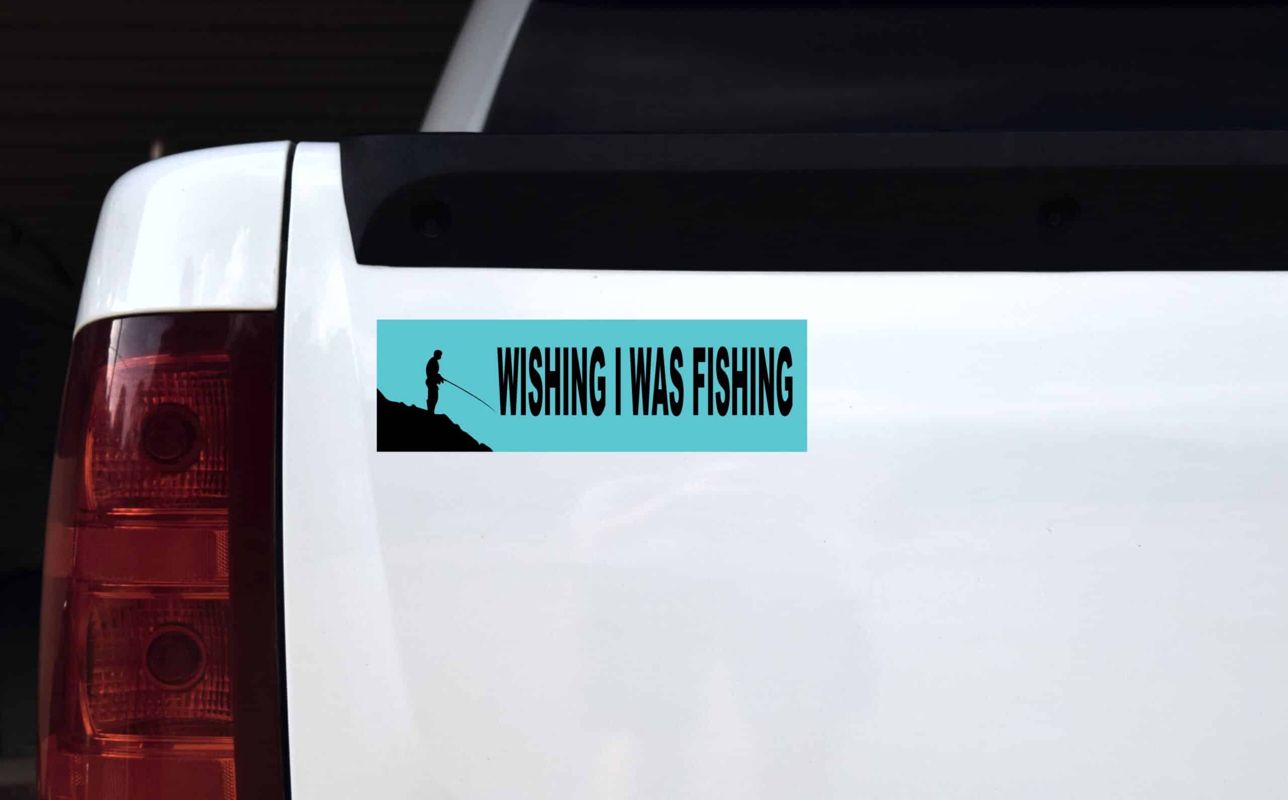 10in x 3in Wishing I Was Fishing Bumper magnet Vinyl magnetic m