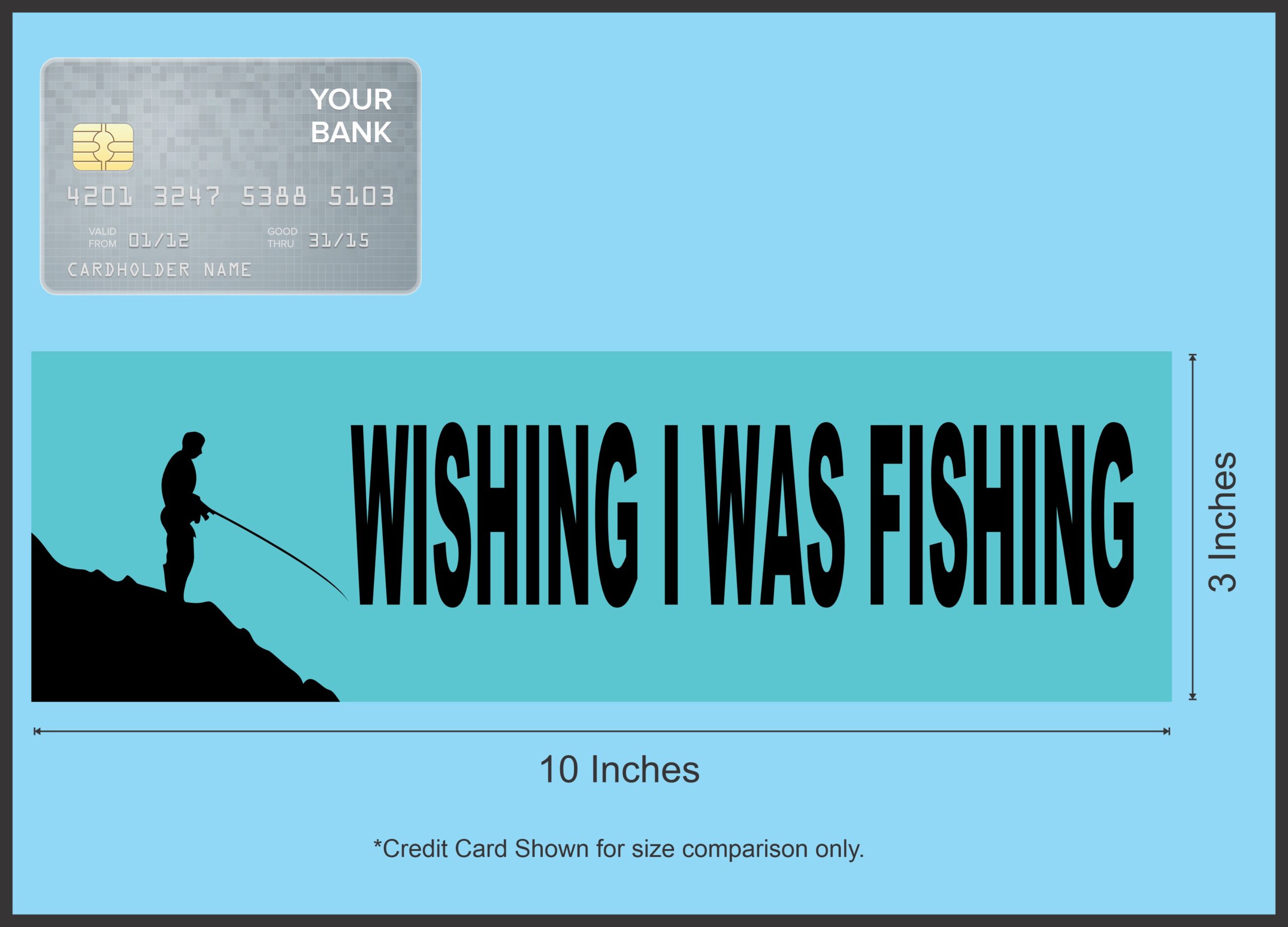 10in x 3in Wishing I Was Fishing Bumper magnet Vinyl magnetic m