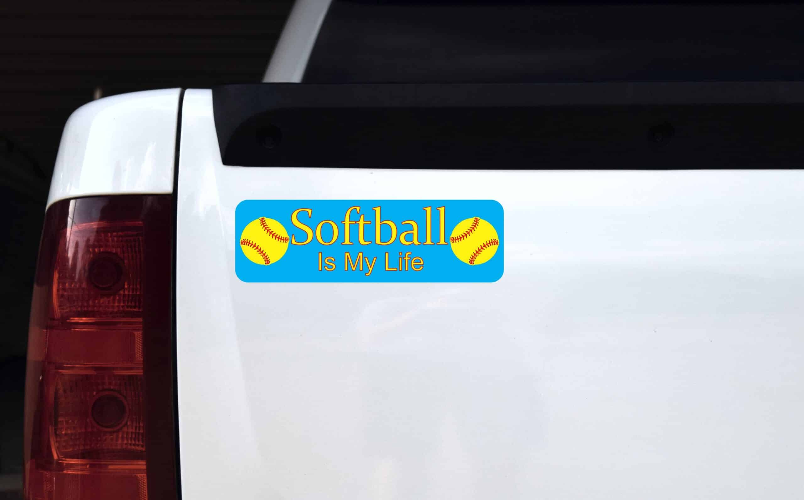 10in x 3in Softball Is My Life Bumper magnet Vinyl magnetic magnets