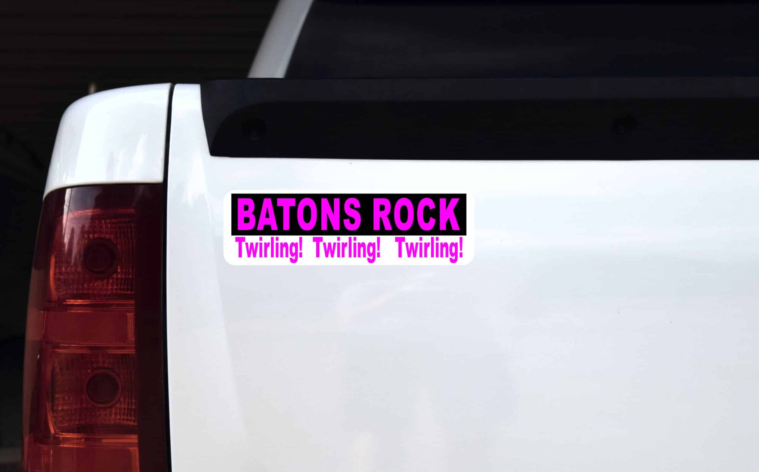 10in x 3in Batons Rock Twirling Bumper Sticker Vinyl Decal Window Stickers Decals