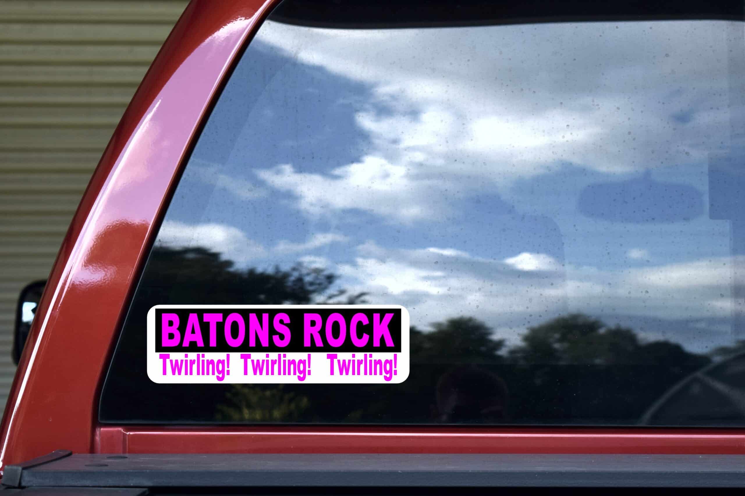 10in x 3in Batons Rock Twirling Bumper Sticker Vinyl Decal Window Stickers Decals