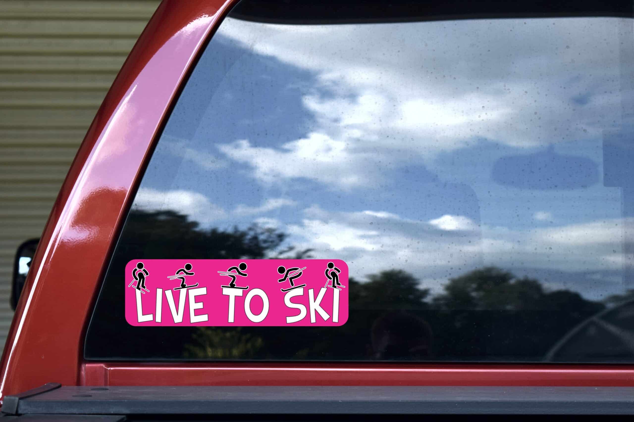 10in x 3in Live to Ski Skiing Bumper Sticker Vinyl Decal Window