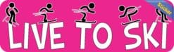 10in x 3in Live to Ski Skiing Bumper Sticker Vinyl Decal Window