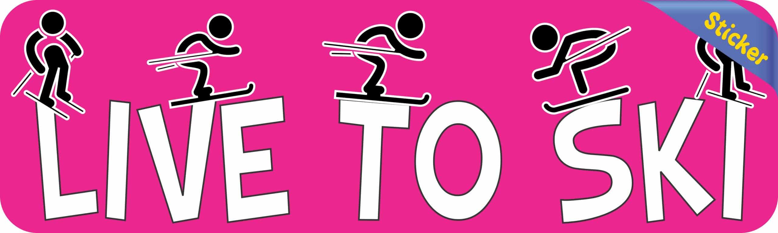 10in x 3in Live to Ski Skiing Bumper Sticker Vinyl Decal Window