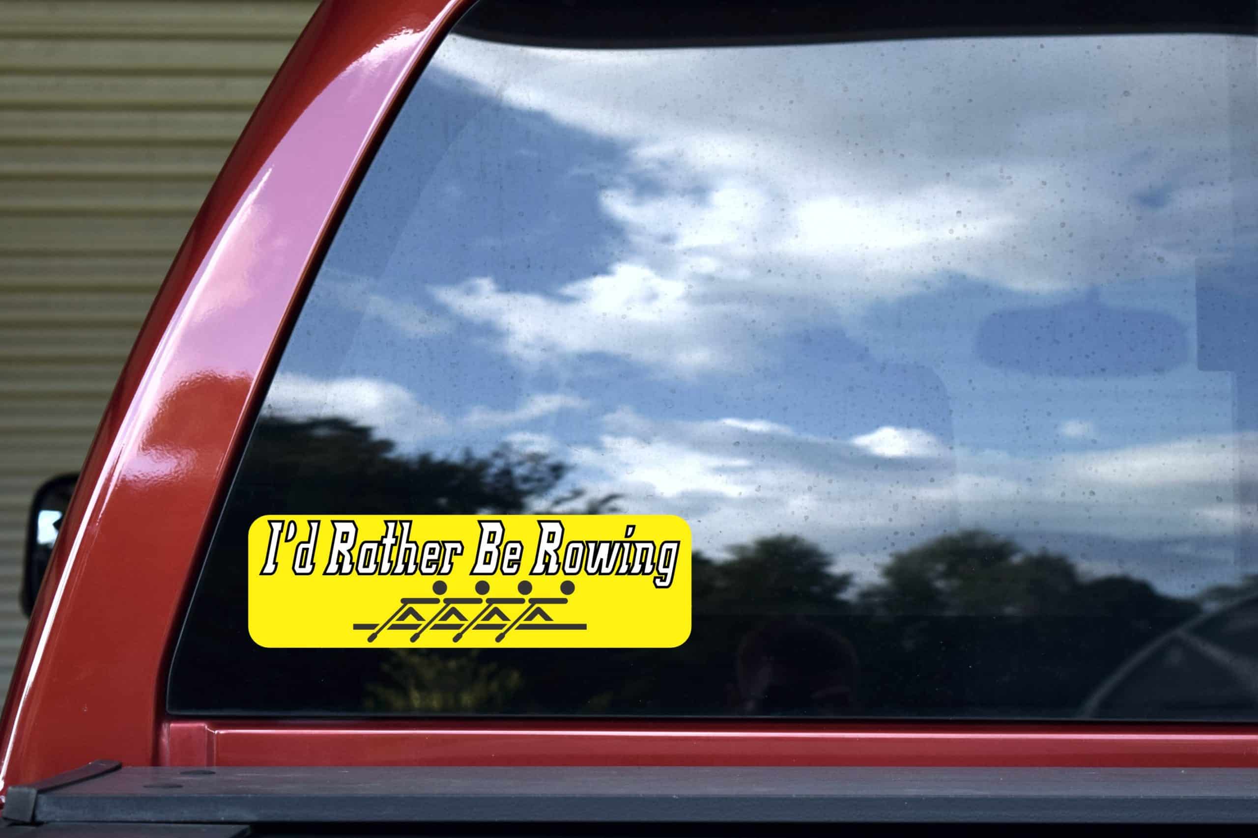 10in x 3in Id Rather Be Rowing Bumper Sticker Vinyl Decal Window - Image 6