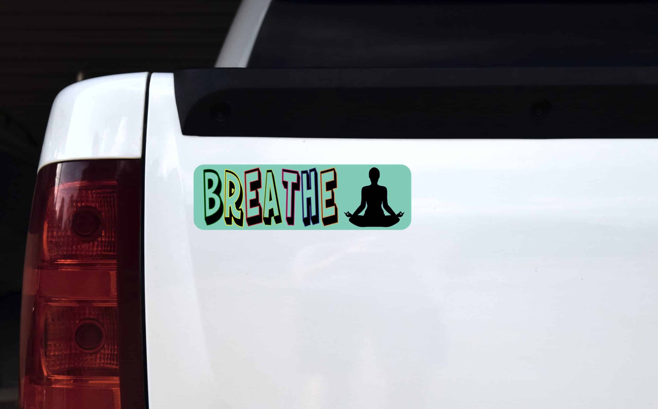 10in x 3in Breathe Yoga Bumper Sticker Vinyl Decal Window Sticke - Image 4