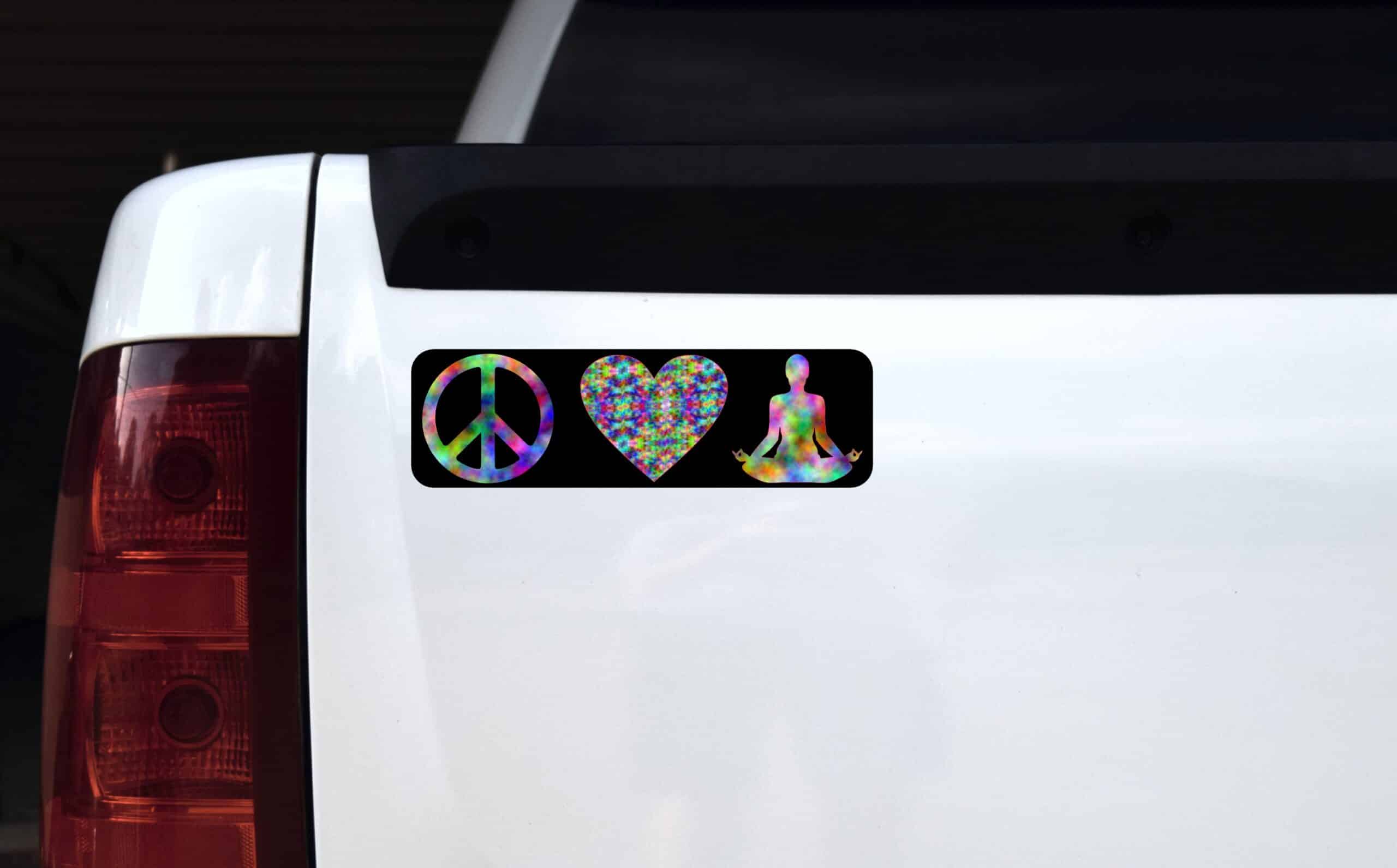 10in x 3in Peace Love Yoga Bumper Sticker Vinyl Decal Window Stickers Decals