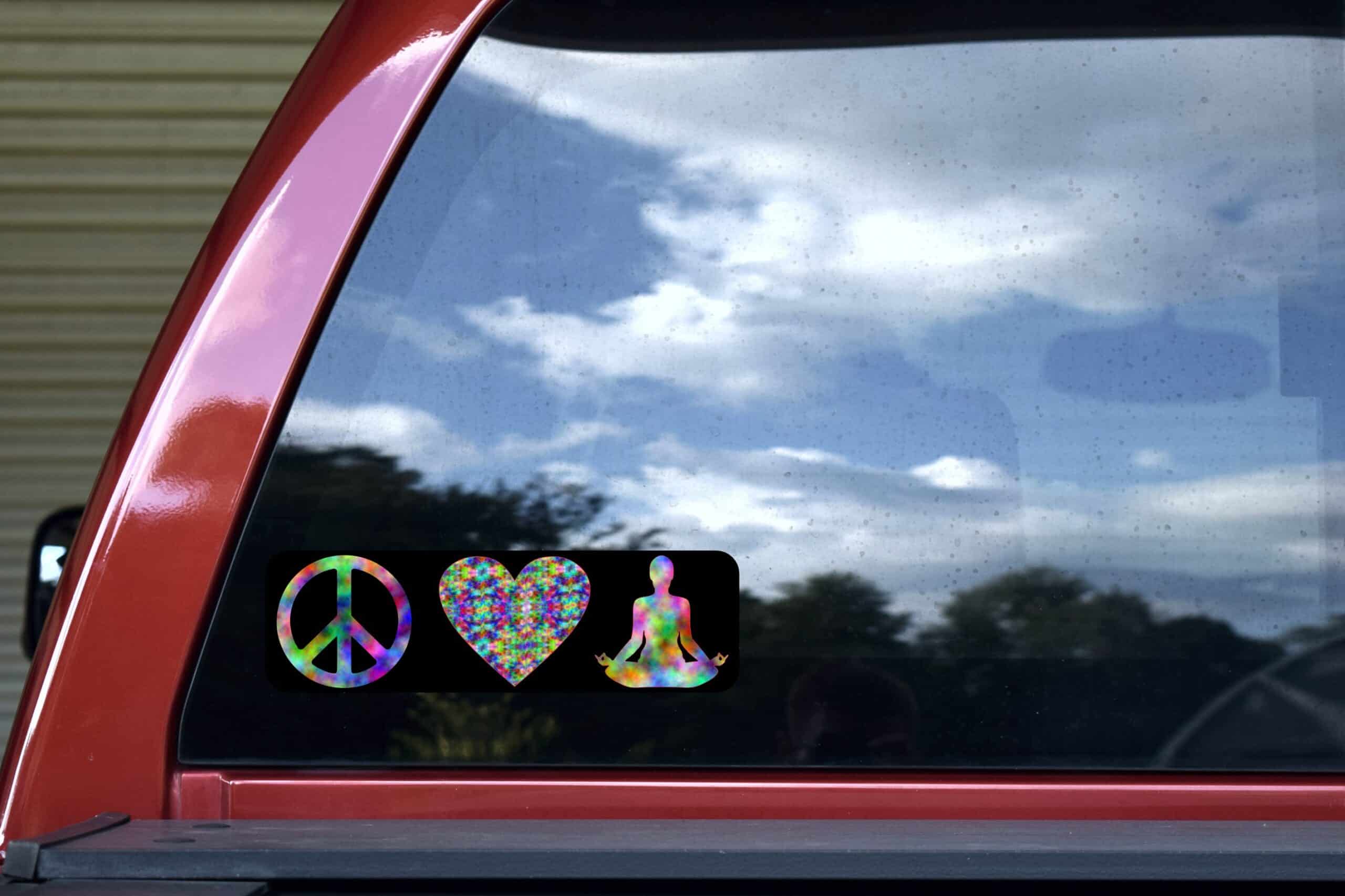 10in x 3in Peace Love Yoga Bumper Sticker Vinyl Decal Window Stickers Decals