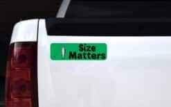10in x 3in Size Matters Fishing Bumper Sticker Vinyl Vehicle Window Decal