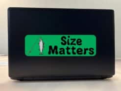 10in x 3in Size Matters Fishing Bumper Sticker Vinyl Vehicle Window Decal