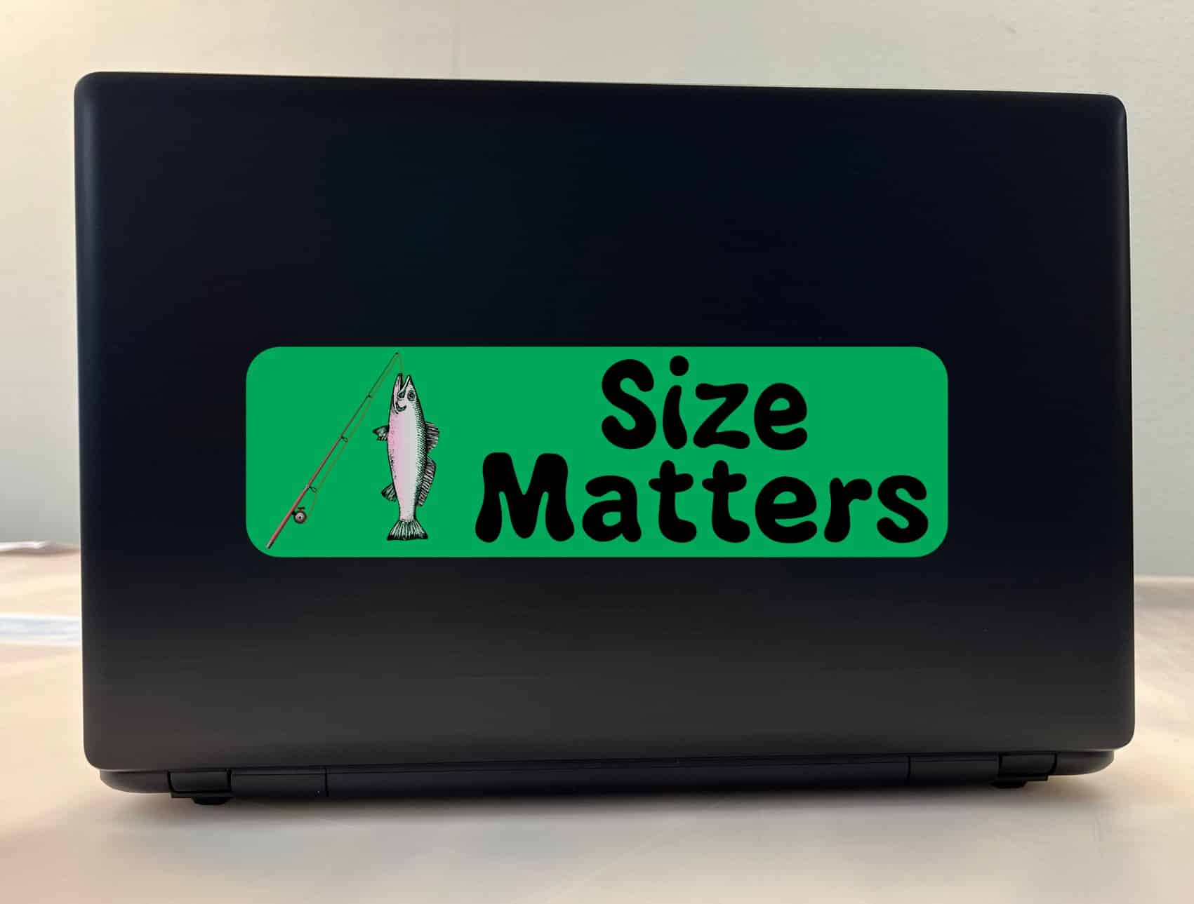 10in x 3in Size Matters Fishing Bumper Sticker Vinyl Vehicle Window Decal
