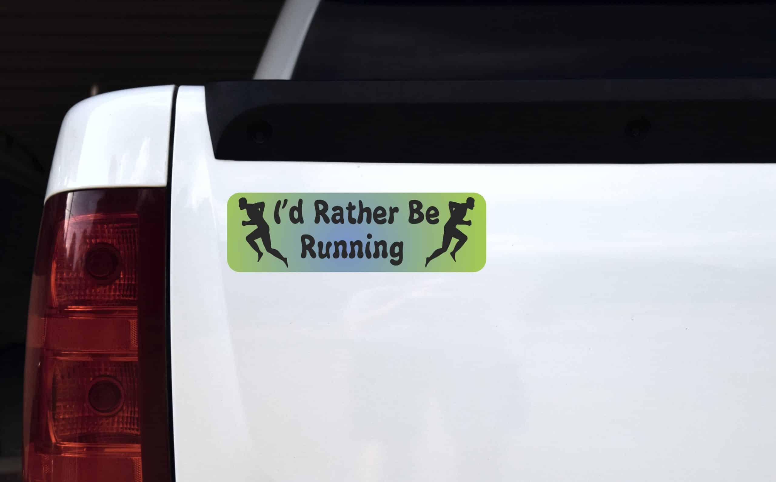 10in x 3in I'd Rather Be Running Bumper Sticker Decal Runner Vin - Image 4